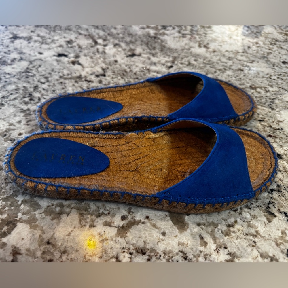 Ralph Lauren Blue Espadrille Slide Sandals - Picture 4 of 6